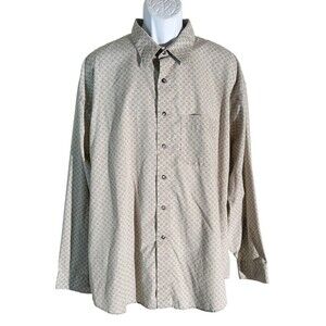 VAN HEUSEN Men's Long Sleeve‎ Button Down Wrinkle Free Shirt Green White XXL